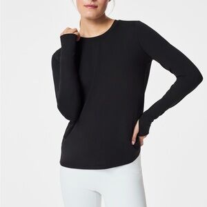 Spanx Butter Back Wrap Black Long Sleeve Top Size XS NWT